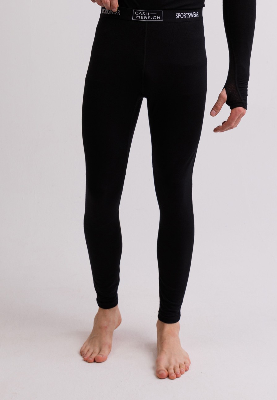 Manner CASH-MERE.CH | High Performance Kaschmir Sportwasche Leggings Schwarz