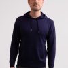 Manner CASH-MERE.CH | Seide Kaschmir Kapuzenpullover Hoodie Marine Blau