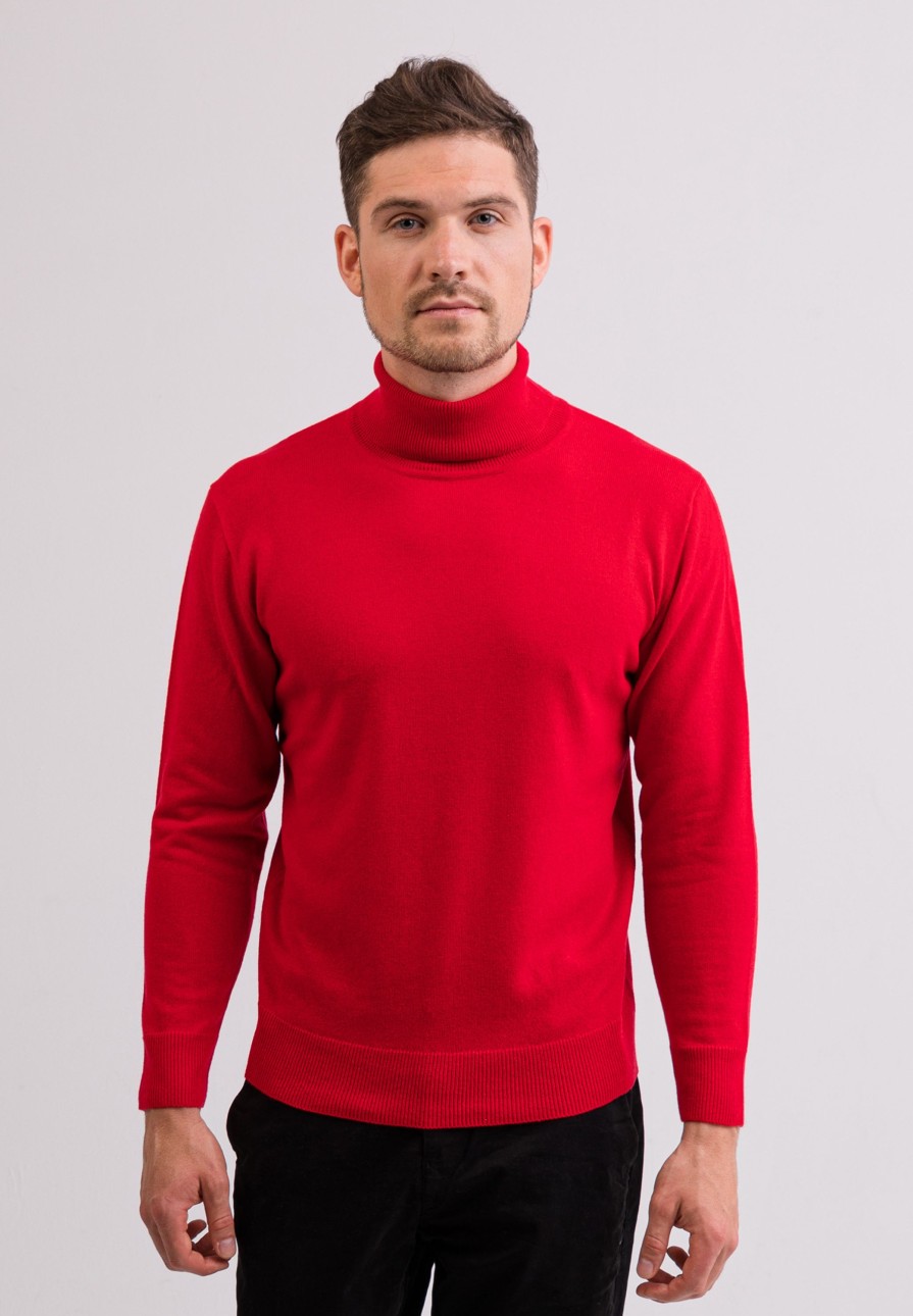 Manner CASH-MERE.CH | Kaschmir Rollkragen Pullover Rot