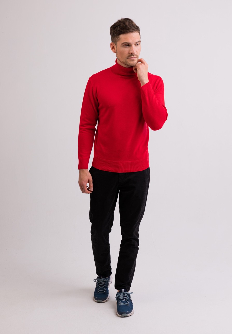 Manner CASH-MERE.CH | Kaschmir Rollkragen Pullover Rot