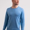 Manner CASH-MERE.CH | Seide Kaschmir Rundhals Pullover Capri Blau