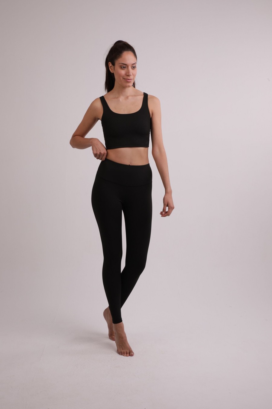 Frauen CASH-MERE.CH | Yoga Leggins Aus Bambus Mit Hohem Bund Schwarz