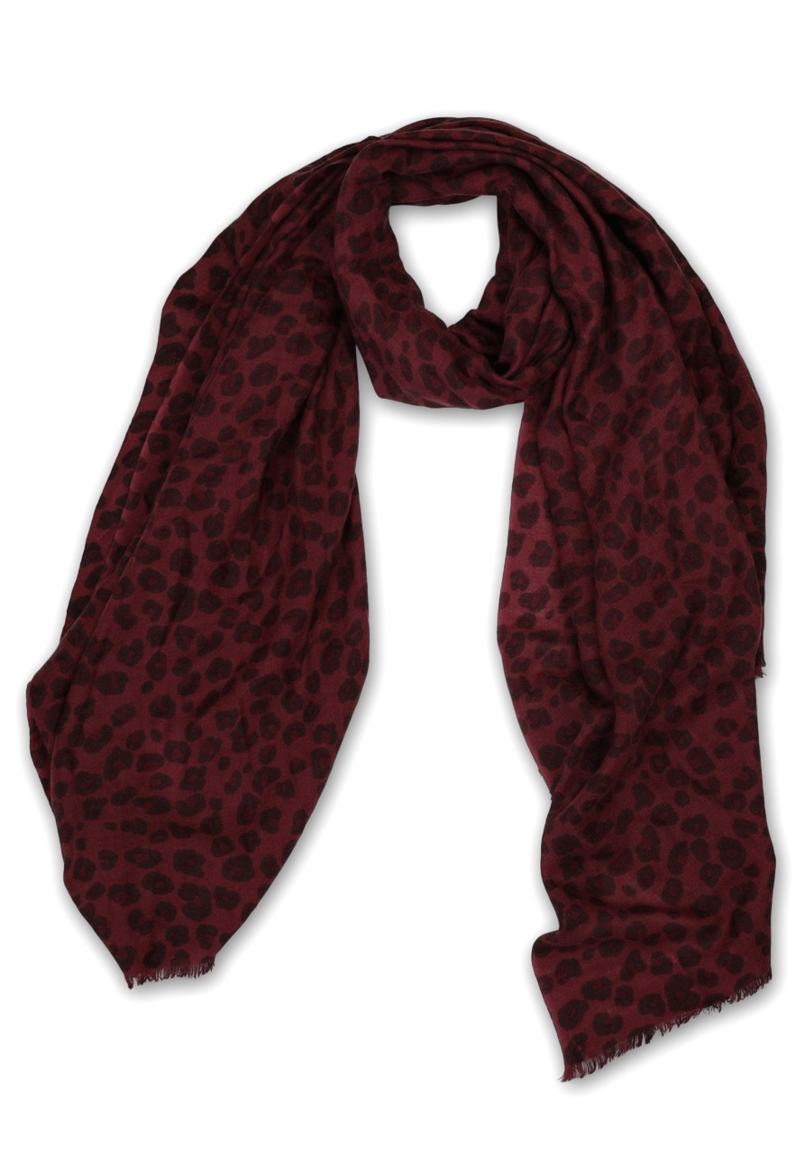 Accessoires CASH-MERE.CH | Kaschmir Schal Leopard Limited Edition Burgunderrot