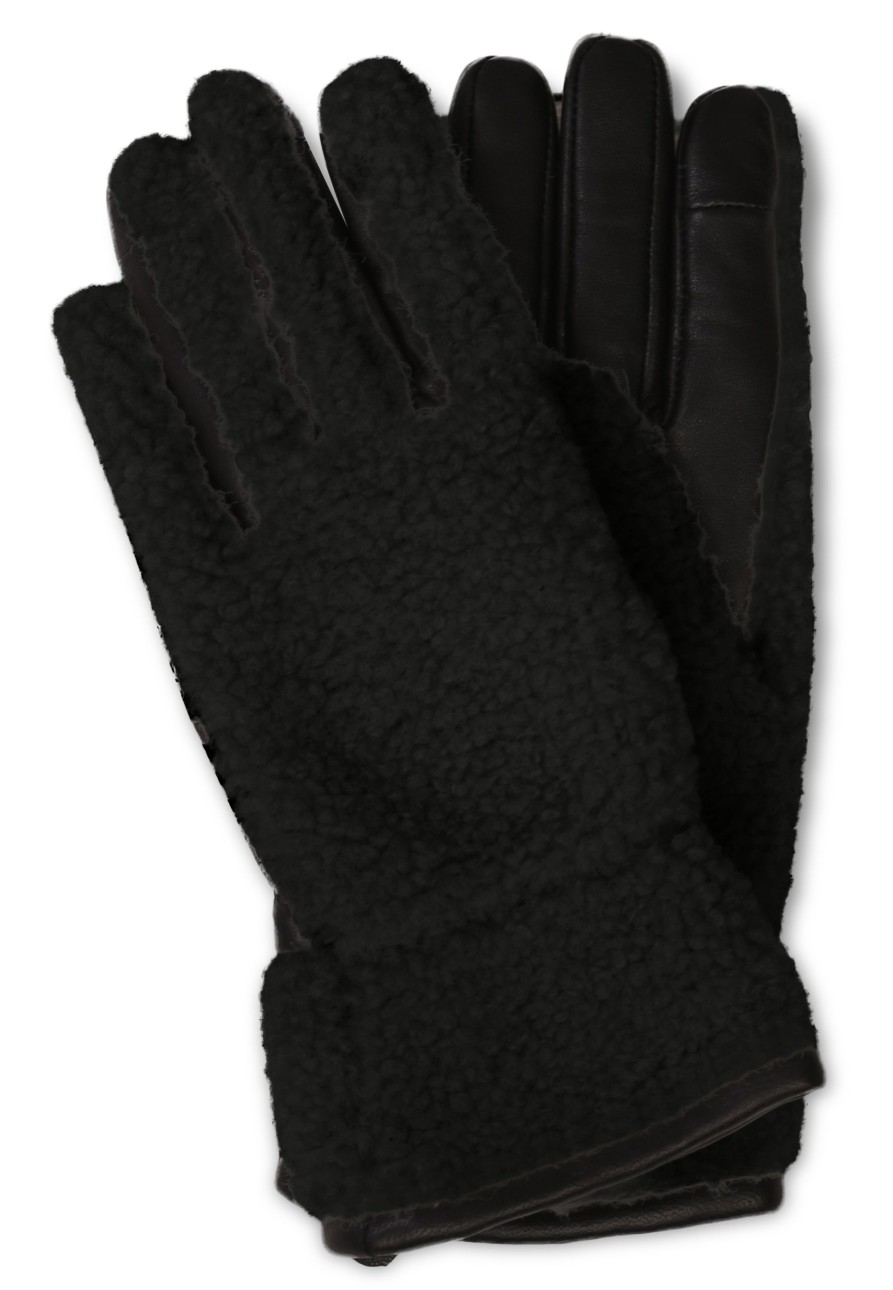 Manner CASH-MERE.CH | Retro-Fleece-Handschuhe Mit Kaschmirfutter Schwarz