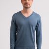 Manner CASH-MERE.CH | Seide Kaschmir V-Ausschnitt Pullover Seehaus Grun