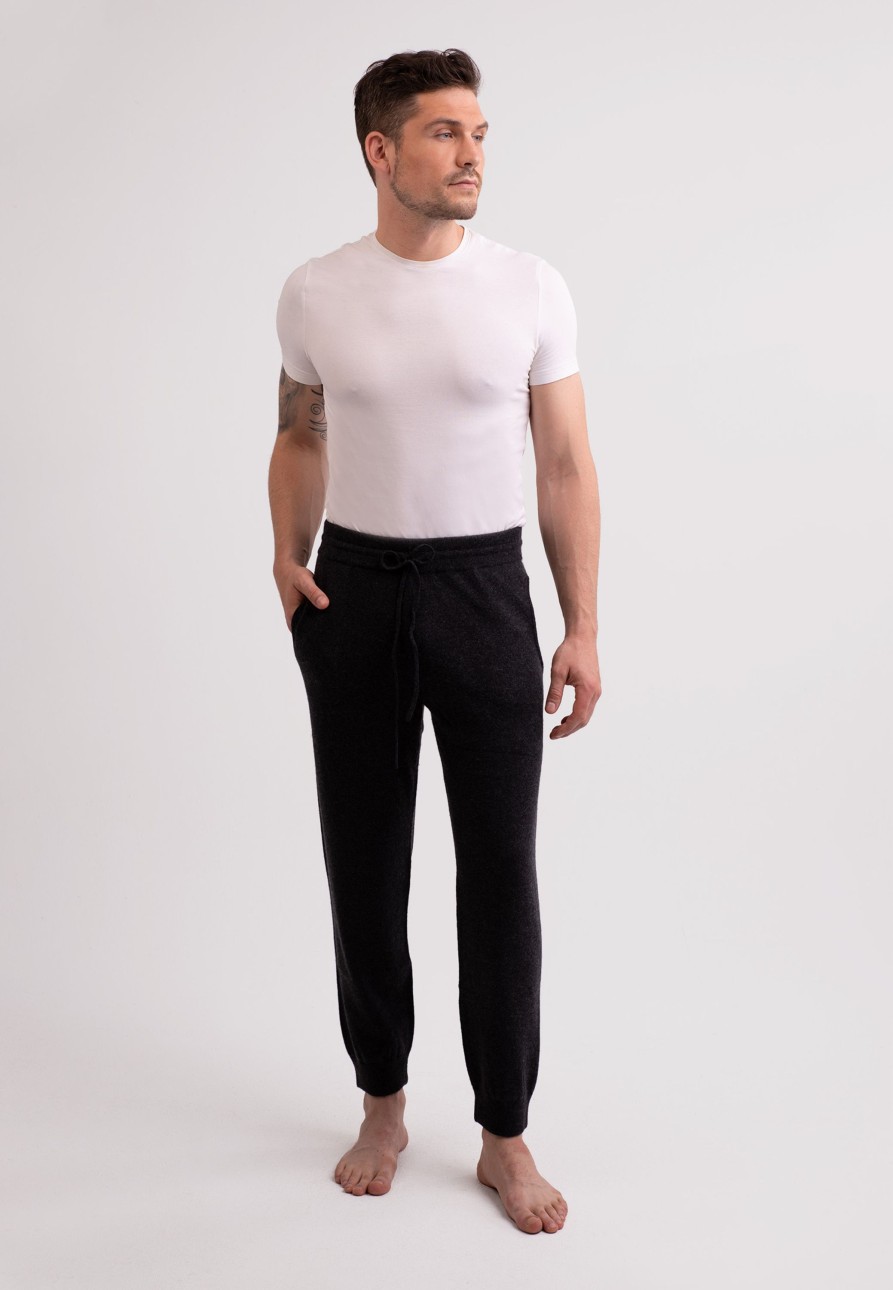 Manner CASH-MERE.CH | Kaschmir Trainerhose Dunkel Anthrazit