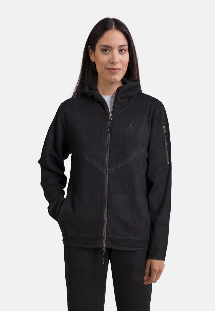 Accessoires CASH-MERE.CH | Wolle Kaschmir Trainerjacke Unisex Schwarz