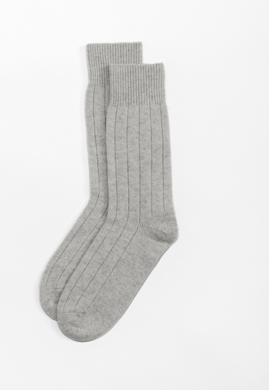 Manner CASH-MERE.CH | Kaschmir Kuschelsocken Hellgrau Melange