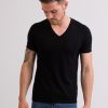 Manner CASH-MERE.CH | Kaschmir T-Shirt Mit V-Ausschnitt Schwarz