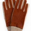 Manner CASH-MERE.CH | Ziegen Wildlederhandschuhe Mit Kaschmirfutter Und Stulpen Touchscreen Braun/Beige