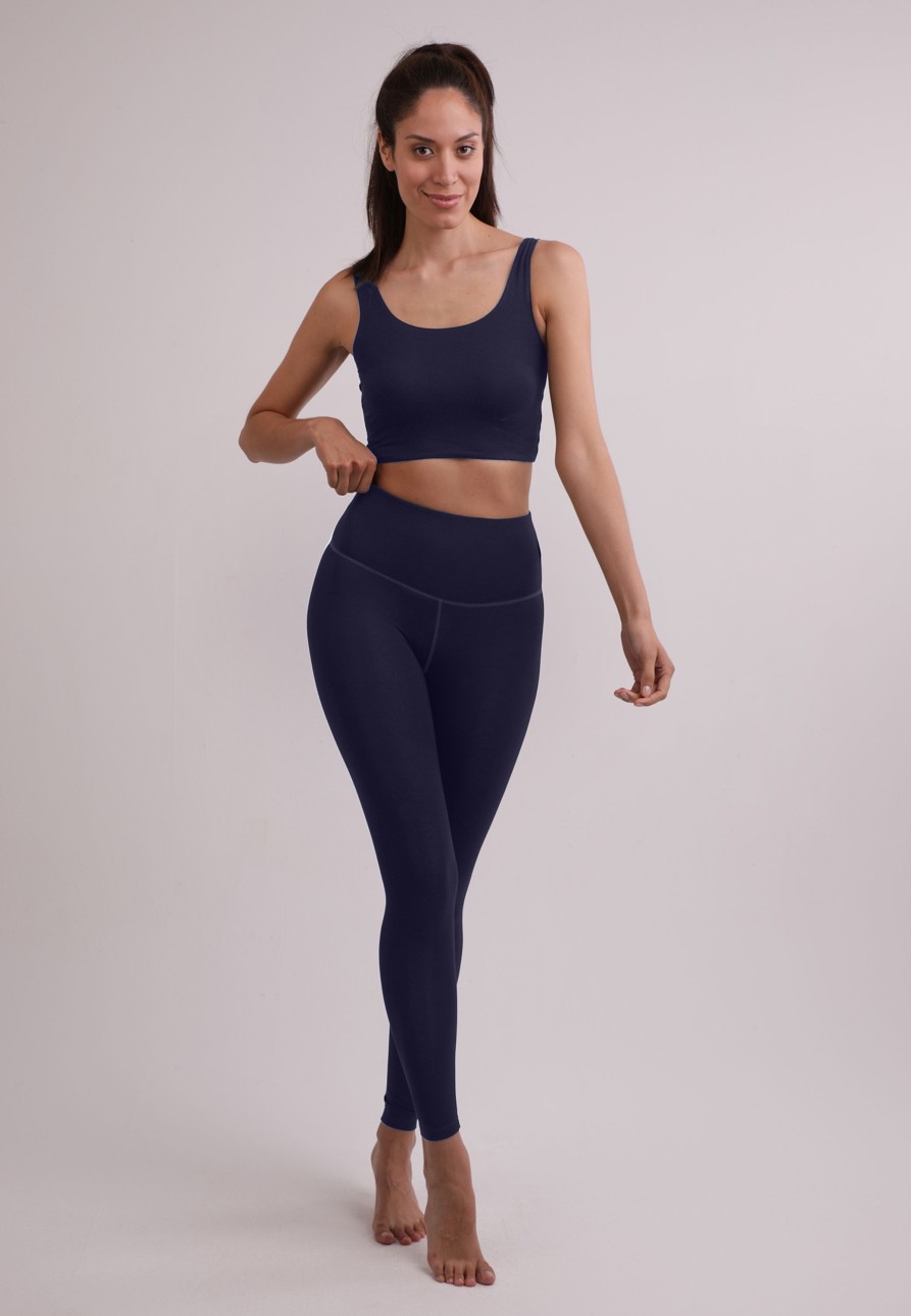 Frauen CASH-MERE.CH | Yoga Leggins Aus Bambus Mit Hohem Bund Navy