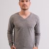 Manner CASH-MERE.CH | Kaschmir V-Ausschnitt Pullover Grau