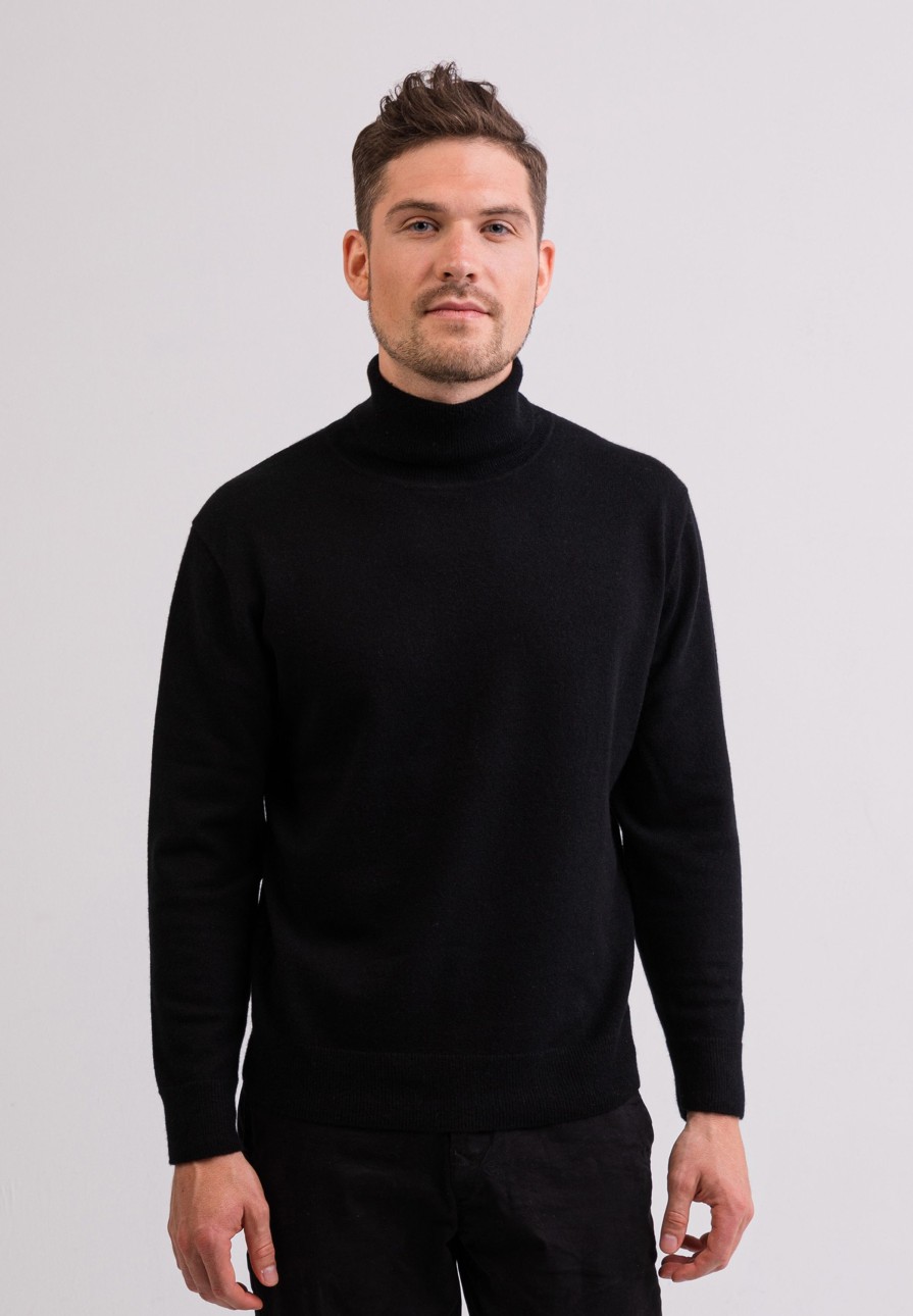 Manner CASH-MERE.CH | Kaschmir Rollkragen Pullover Schwarz