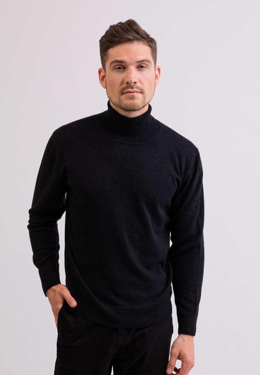 Manner CASH-MERE.CH | Kaschmir Rollkragen Pullover Holzkohle