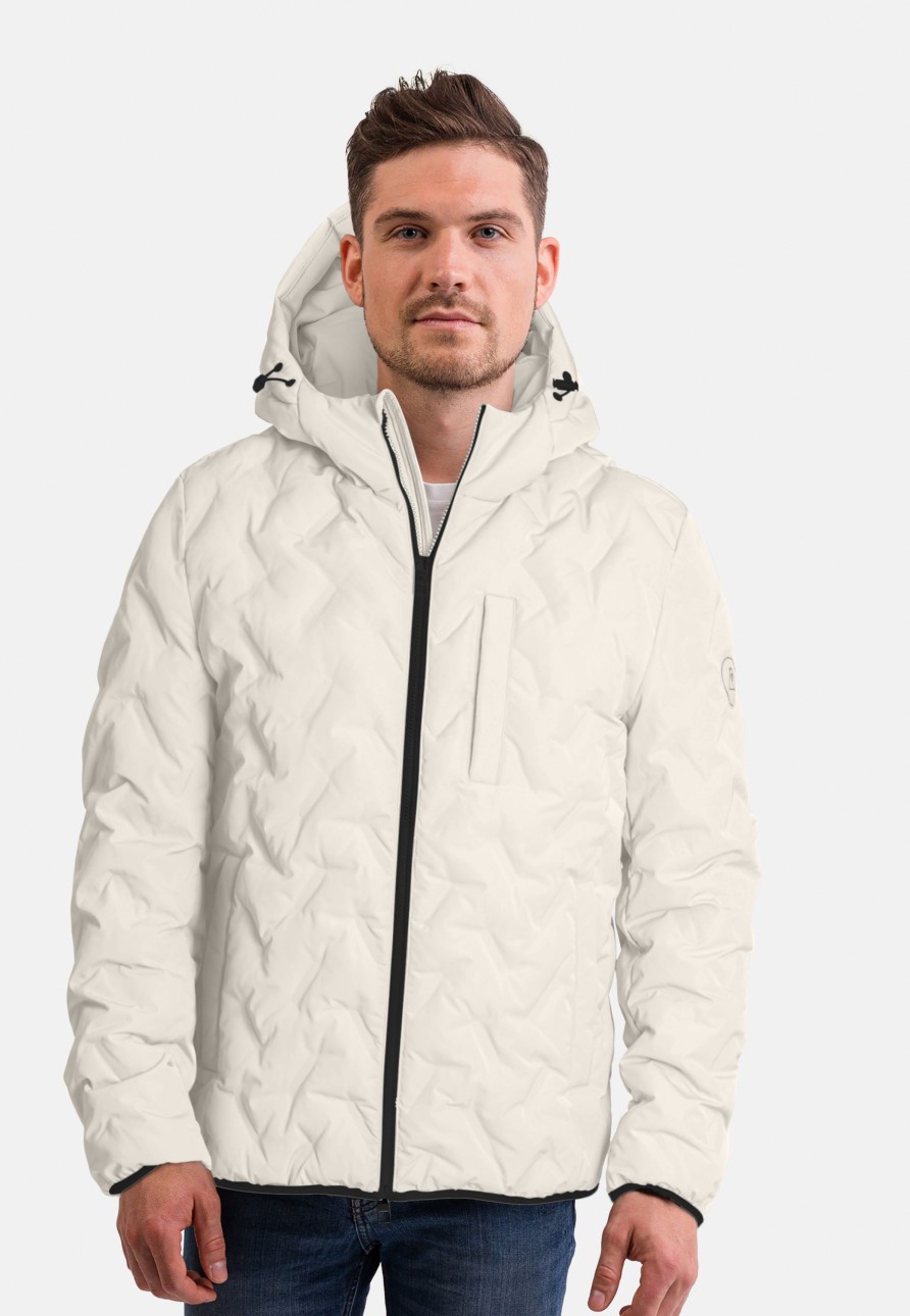 Manner CASH-MERE.CH | Padded Jacket Mit Kapuze Off White