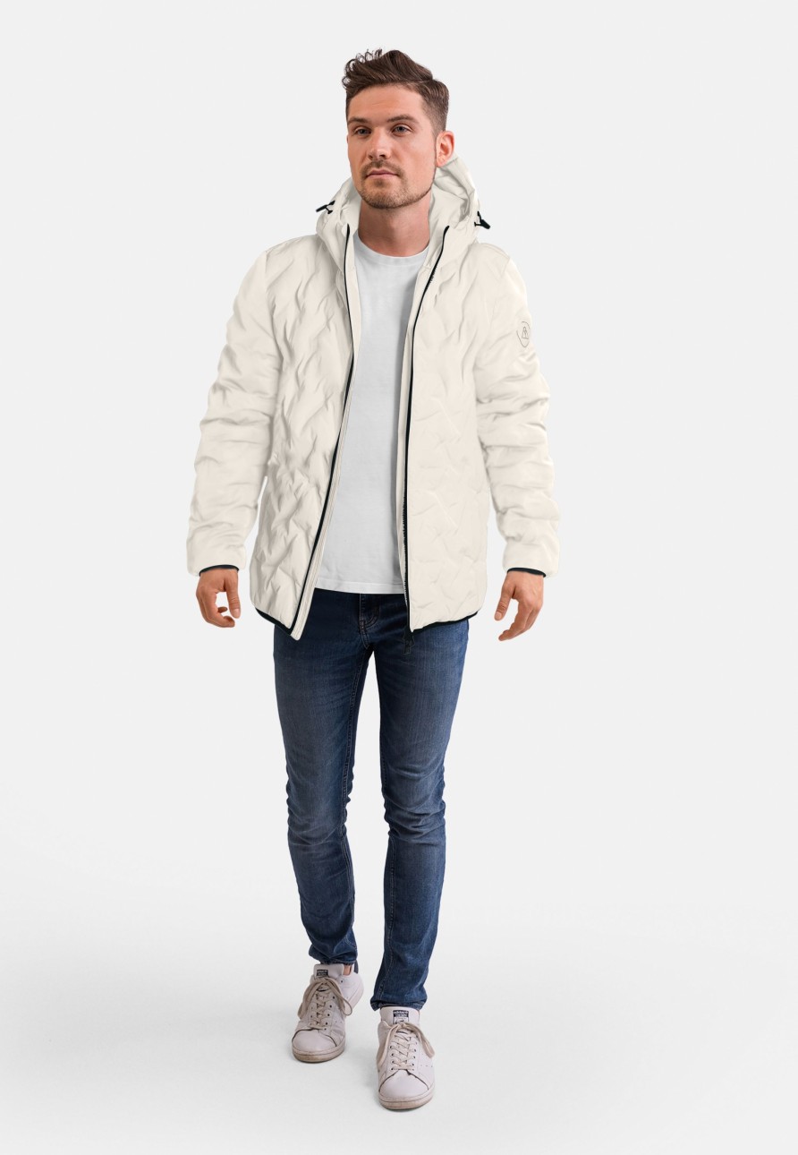 Manner CASH-MERE.CH | Padded Jacket Mit Kapuze Off White