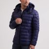 Manner CASH-MERE.CH | Daunenjacke Mit Kapuze Und Kaschmirfutter Navy