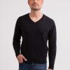 Manner CASH-MERE.CH | Kaschmir V-Ausschnitt Pullover Dunkel Anthrazit