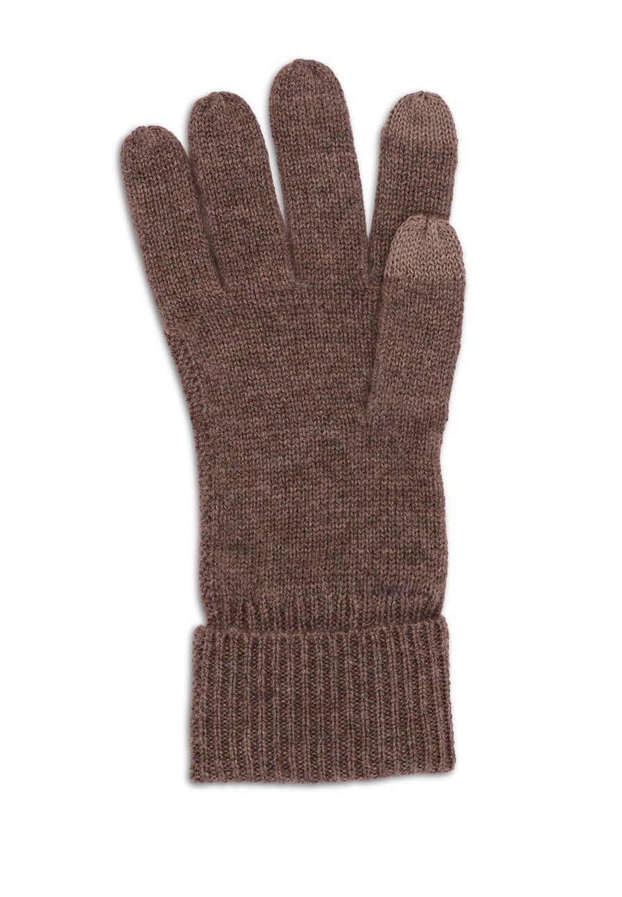 Manner CASH-MERE.CH | Kaschmir Handschuhe Mit Zopfmuster Und Touchscreen Tauglich Taupe