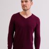 Manner CASH-MERE.CH | Kaschmir V-Ausschnitt Pullover Cranberry Rot