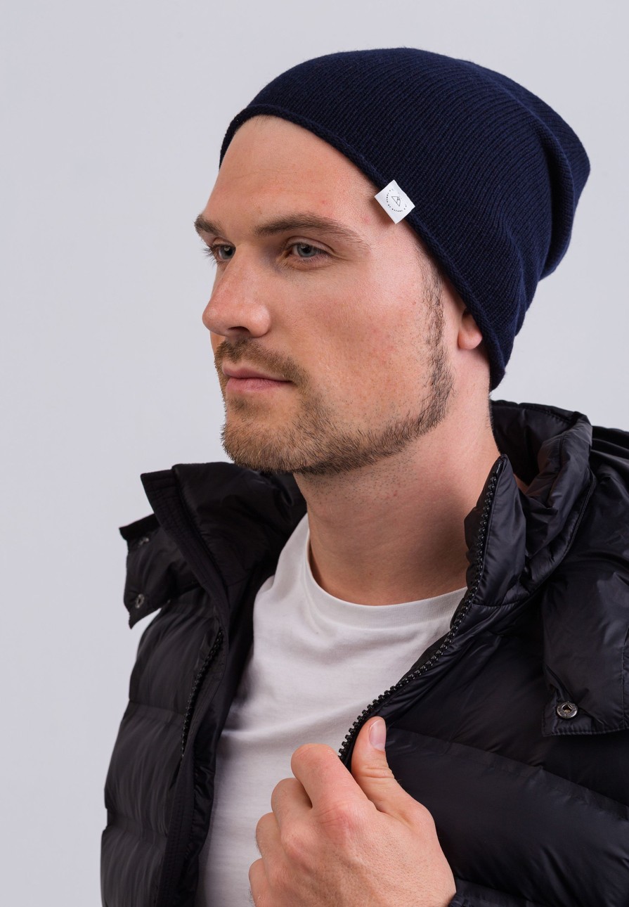 Accessoires CASH-MERE.CH | Kaschmir Beanie Marine Blau