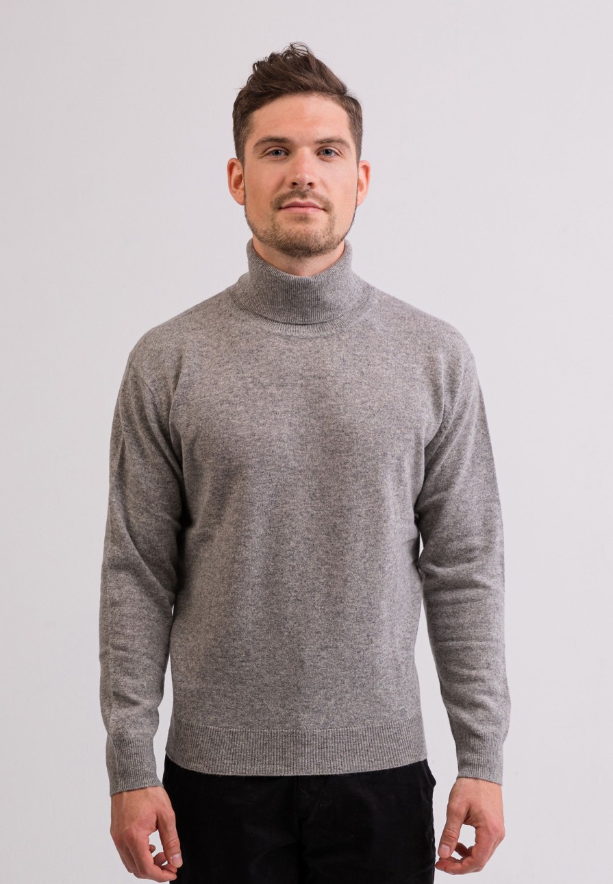 Manner CASH-MERE.CH | Kaschmir Rollkragen Pullover Grau