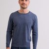 Manner CASH-MERE.CH | Kaschmir Rundhals Pullover Jeans Blau