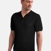 Manner CASH-MERE.CH | Kaschmir Poloshirt Kurzarm Schwarz