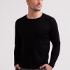 Manner CASH-MERE.CH | Seide Kaschmir Rundhals Pullover Schwarz