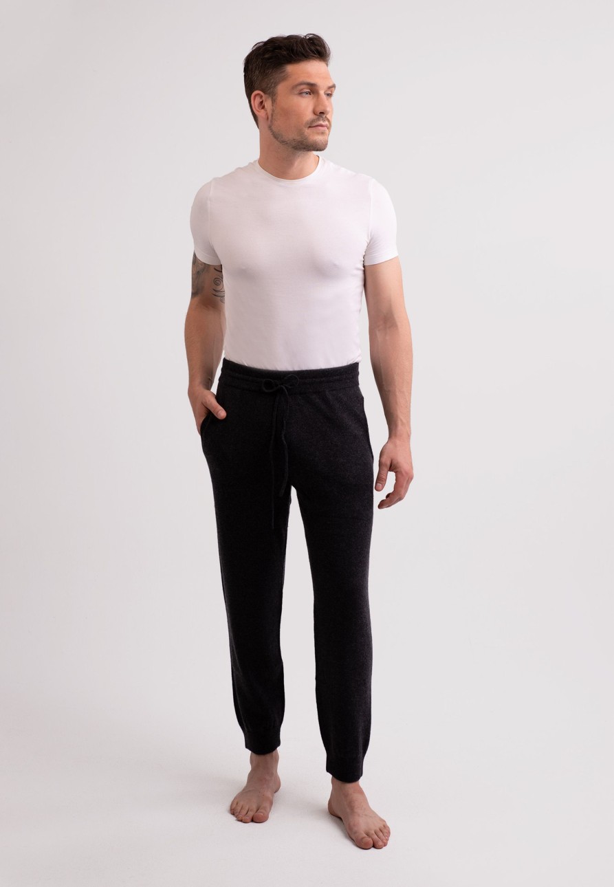 Accessoires CASH-MERE.CH | Kaschmir Trainerhose Dunkel Anthrazit