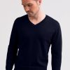 Manner CASH-MERE.CH | Kaschmir V-Ausschnitt Pullover Marine Blau