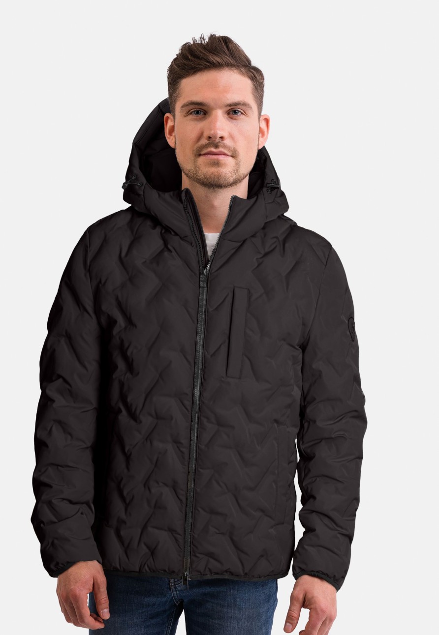 Manner CASH-MERE.CH | Padded Jacket Mit Kapuze Schwarz