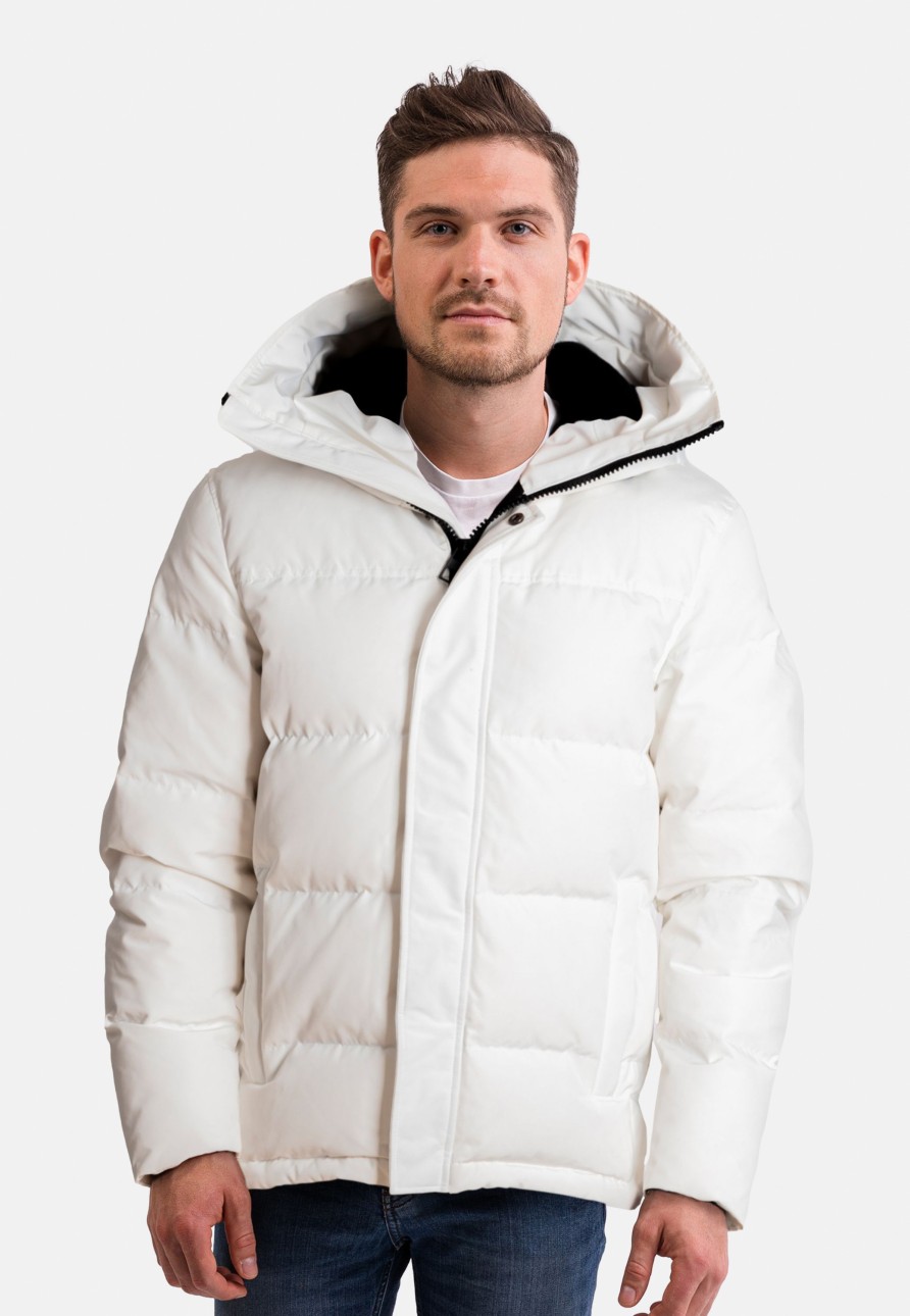 Manner CASH-MERE.CH | Daunenparka Mit Kapuze Und Kaschmirfutter Weiss