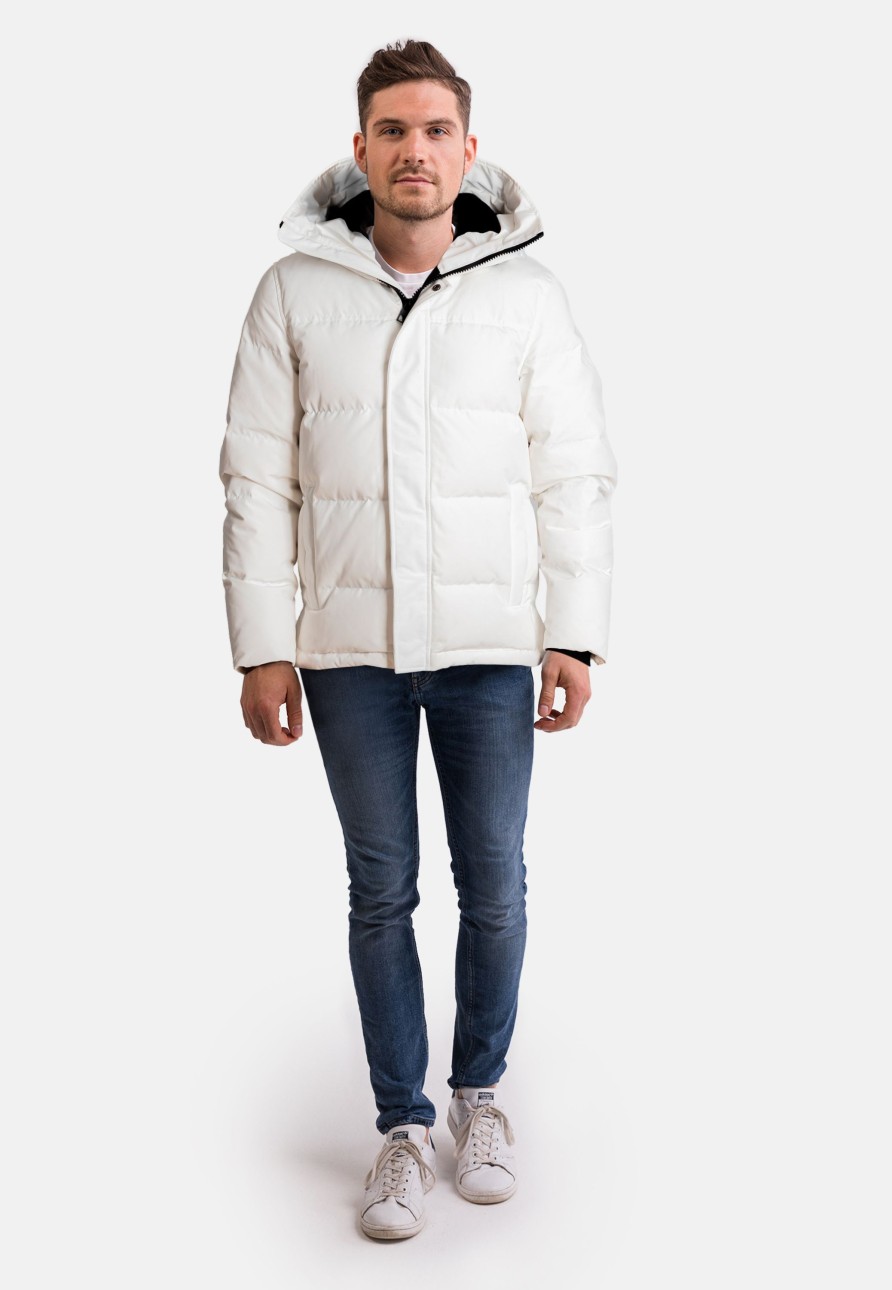 Manner CASH-MERE.CH | Daunenparka Mit Kapuze Und Kaschmirfutter Weiss