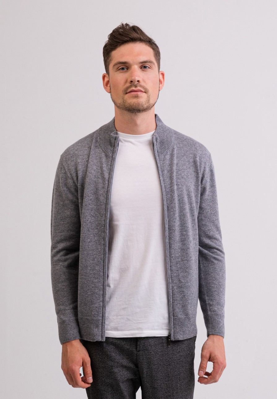 Manner CASH-MERE.CH | Kaschmir Strickjacke Cardigan Grau