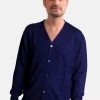 Manner CASH-MERE.CH | Seide Kaschmir Strickjacke Cardigan Marine Blau