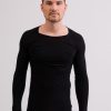 Manner CASH-MERE.CH | High Performance Kaschmir Sportwasche Langarm-Shirt Schwarz