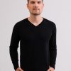 Manner CASH-MERE.CH | Kaschmir V-Ausschnitt Pullover Schwarz