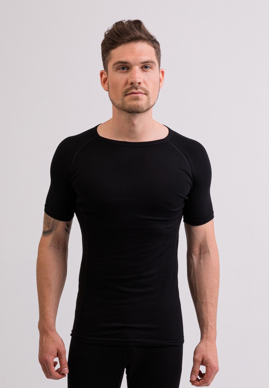 Manner CASH-MERE.CH | High Performance Kaschmir Sportwasche T-Shirt Schwarz