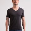 Manner CASH-MERE.CH | Kaschmir T-Shirt Mit V-Ausschnitt Dunkel Anthrazit