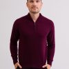 Manner CASH-MERE.CH | Kaschmir Stehkragen Pullover Cranberry Rot