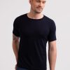 Manner CASH-MERE.CH | Kaschmir T-Shirt Mit Rundhals Marine Blau