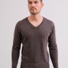 Manner CASH-MERE.CH | Kaschmir V-Ausschnitt Pullover Taupe Melange