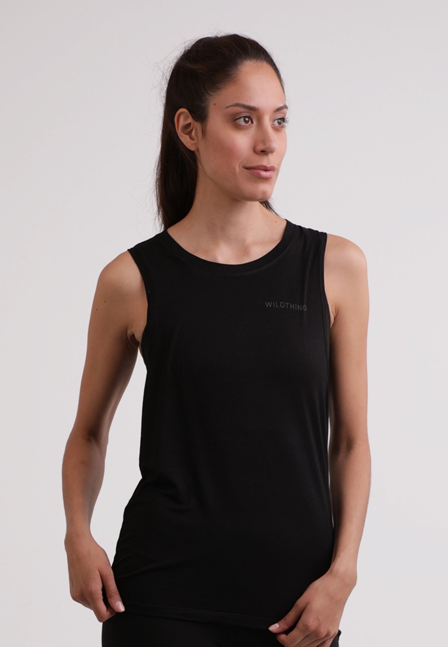 Frauen CASH-MERE.CH | Yoga T-Shirt Armellos Aus Bambus Schwarz