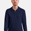 Manner CASH-MERE.CH | Kaschmir Poloshirt Langarm Marine Blau