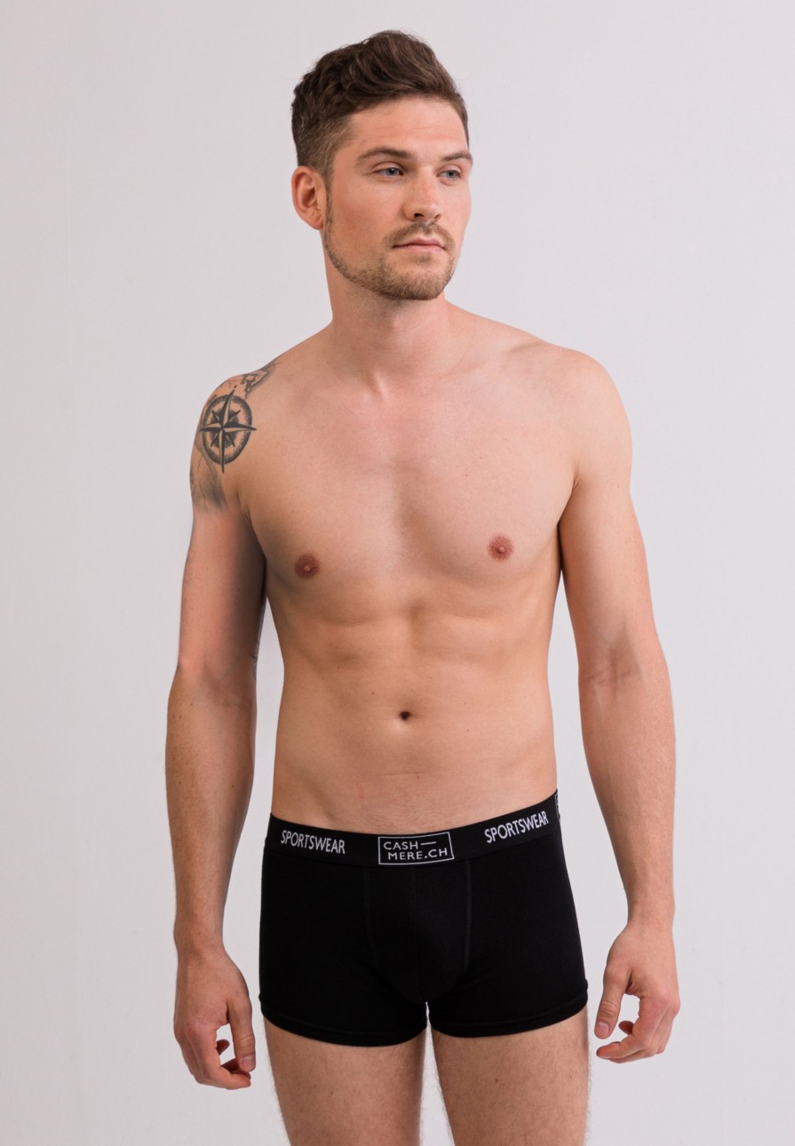 Manner CASH-MERE.CH | Kaschmir Boxershorts Schwarz