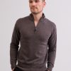 Manner CASH-MERE.CH | Kaschmir Stehkragen Pullover Taupe Melange