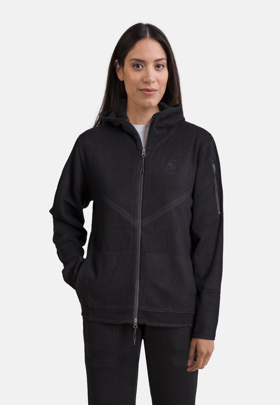 Manner CASH-MERE.CH | Wolle Kaschmir Trainerjacke Unisex Schwarz