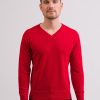 Manner CASH-MERE.CH | Kaschmir V-Ausschnitt Pullover Rot