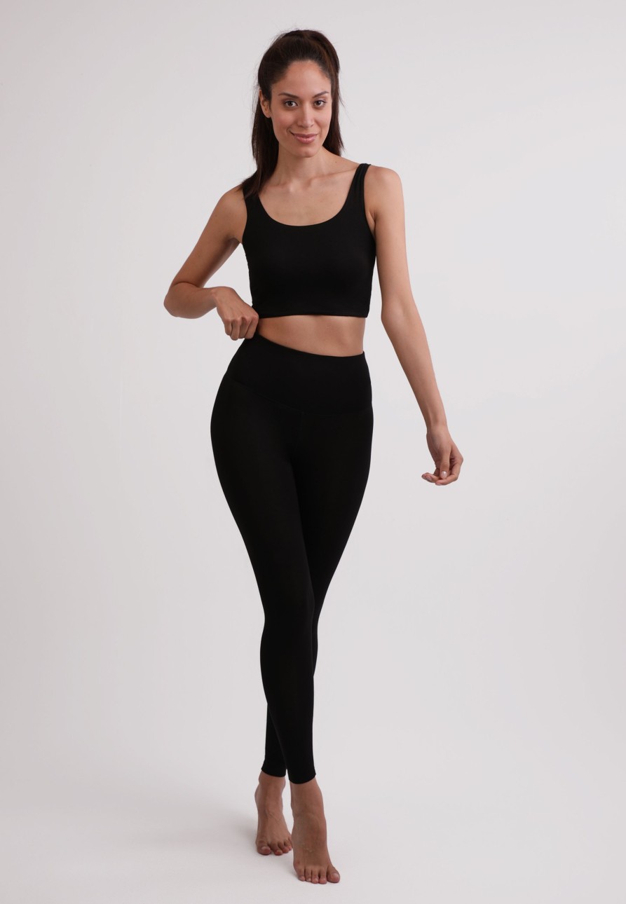 Frauen CASH-MERE.CH | Yoga Aktivity-Top Aus Recyceltem Polyester Schwarz